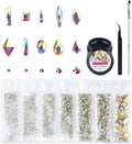 Nibiru Crystal AB Round & Multi-Shape Glass Nail Rhinestone Set(1728+60pcs), Flatback Gems Stones For Nails Decorations (1728+60 pcs Rhinestones with Glue)