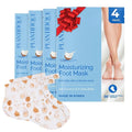 PLANTIFIQUE Korean Foot Mask with Shea Butter 4 Pairs box for Dry & Cracked Feet | Hydrating Socks for Soft Heels | Intense Moisturizing and Repairing Dry Rough Skin | Foot Spa | Happy Feet Mask