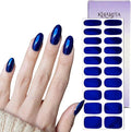 Semi Cured Gel Nail Strips – Real Gel Nail Polish Wraps for Brittle Nails | Long Lasting Easy Peel-Off Removal | Hema-Free | 20-Piece Chrome Dark Blue Salon Sticker Kit with File & Stick