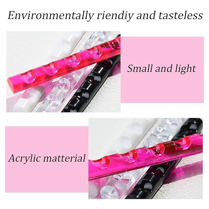 4-Color Acrylic Crystal Pen Holder Nail art painting pen holder Brush Organizer for Nail Art, Gel Polish & Desk Accessories 360° Rotating Display Stand (Pink/Red/black/Clear)