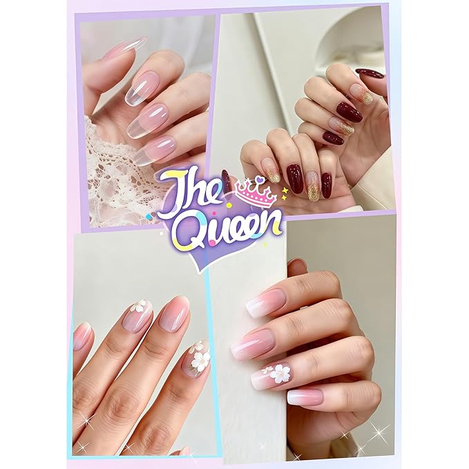 250PCS Clear Acrylic Nail Tips, 1 Shapes 10 Sizes - Half Matte Full Cover Fake Nails for DIY Manicure, Salon Professionals & Beginners - Rectangle Pre-Shaped Extensions