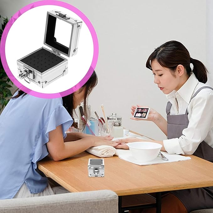 FRCOLOR Nail Drill Grinding Bit Holder Box Nails Drill Bits Storage Box Nail Polishing Heads Display Case Nail Tools Organizers Container