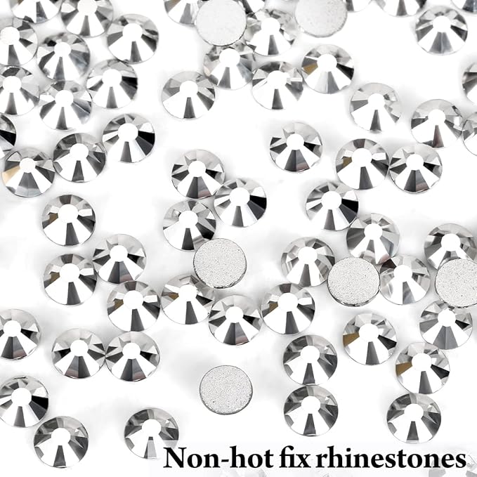 Novani Rhinestones 3000Pcs Flatback Crystal Round Loose Gemstones Glass Rhinestones for Crafts Makeup Nail Art Clothes Shoes DIY Decorations(SS10, 2.7-2.9mm,Sliver)