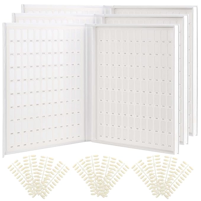 PINGEUI 3 Pack 216 Colors Nail Display Book, Nail Gel Polish Display Chart with 720 Nail Tips, Nail Color Sample Book Nail Gel Color Card Book, for Nail Salon