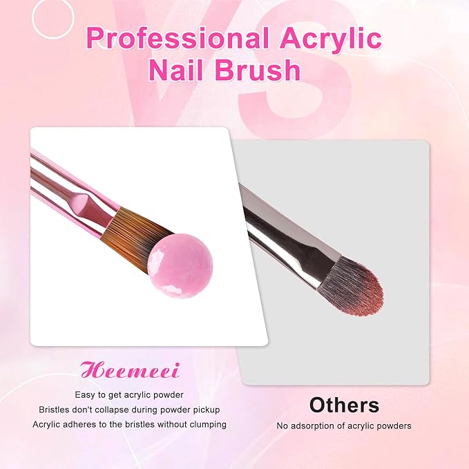 Acrylic Nail Brush Size 12, 100% Pure Kolinsky Nail Art Brush, Sturdy Handle Acrylic Powder Design Tools for Professional Manicure DIY Home Salon (Red and Silver)