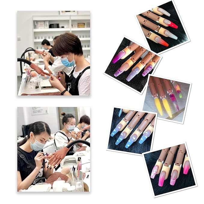 LIONVISON Practice Hand for Acrylic Nails,Flexible Practice Hands Fingers with Nail Kit,Acrylic Powder Brush Nail Art Decoration Tools for Professional Beginners