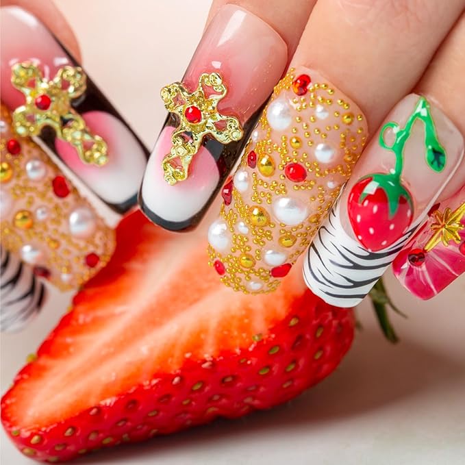 LOVFUL Handmade Acrylic Press on Nails Glitz | Short Press ons | Reusable Fake Nails | Square Classic Regular 1.3 in | H469-S