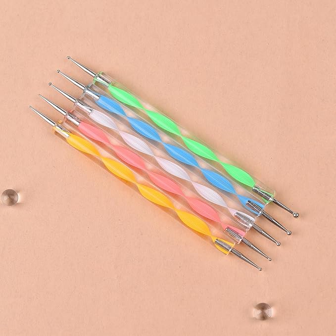 10Pcs Nail Art Brush Kit Double-end Dotting Pens Nail Fine Liner Brushes for UV Gel Polish Acrylic Nails 10 Sizes Dotting Drawing Pens Nail Art Design Tool
