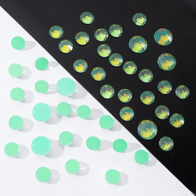 F Green Flatback Rhinestones, Glass Rhinestones for Nail Art and Craft, Glue Fix, Loose Crystal Gemstones(F Green, SS16, 1440pcs, 3.8-4.0mm)