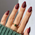 Red French Press on Nails Short Almond - Dark Red Nails with Glossy French Tip in a Matte Finish, Soft Gel Reusable Fall Burgundy Fake Nails Winter Stick on Nails for Women Gift, 32PCS 16 Sizes