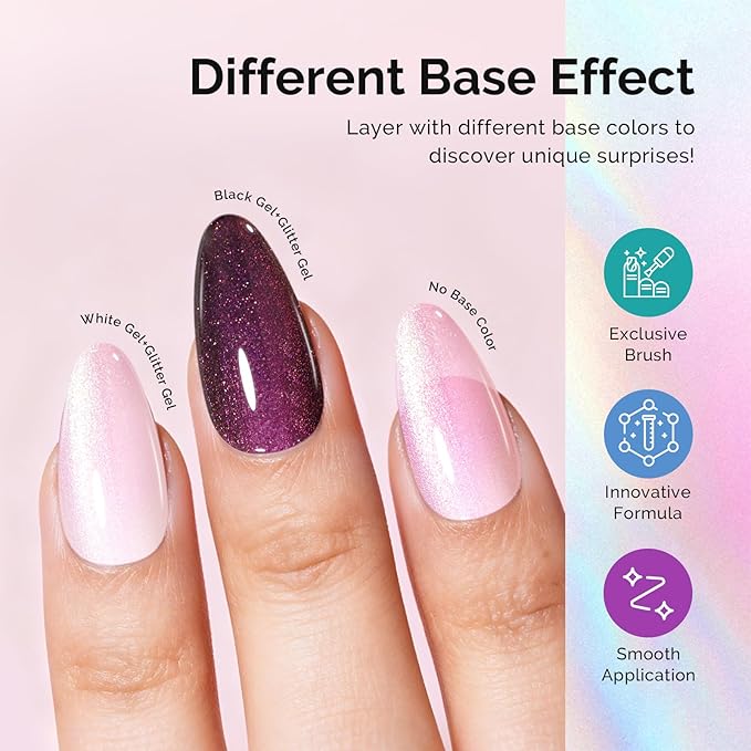 MelodySusie Shimmer Pearl Pink Gel Nail Polish, 0.5fl oz Soak Off UV LED Jelly Holographic Pink Glitter Gel Polish Gift for Women Nail Art Manicure Salon DIY Nail Design Decoration at Home-G2607