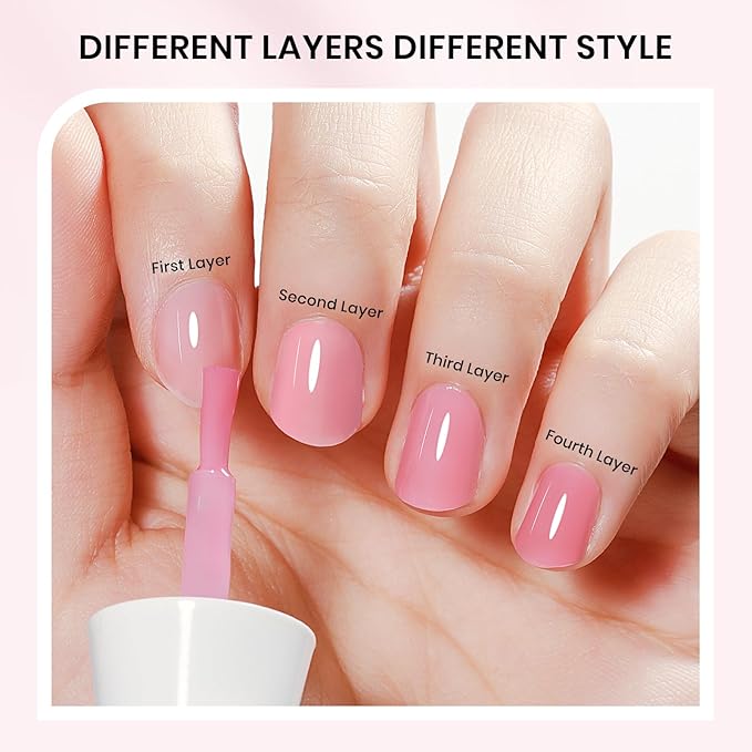 Pink Regular Nail Polish Non Gel, Quick Dry Finger Nail Lacquer Glossy Salon Manicure DIY at Home 0.54 fl.oz