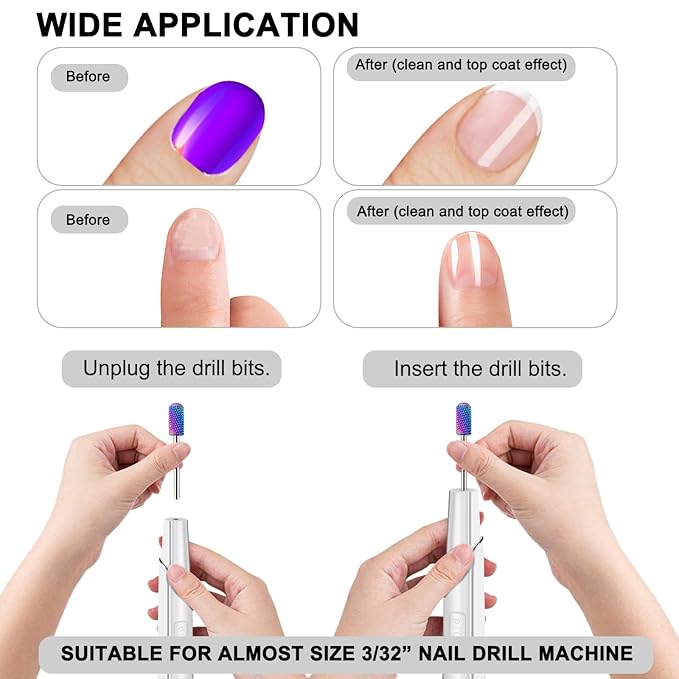 25Pcs Nail Drill Bits Set with Storage Box, 3/32 Inch Tungsten Ceramic Diamond Carbide Nail Drill Bits for Acrylic Gel Polish, Cuticle Efile Remover for Manicure Pedicure