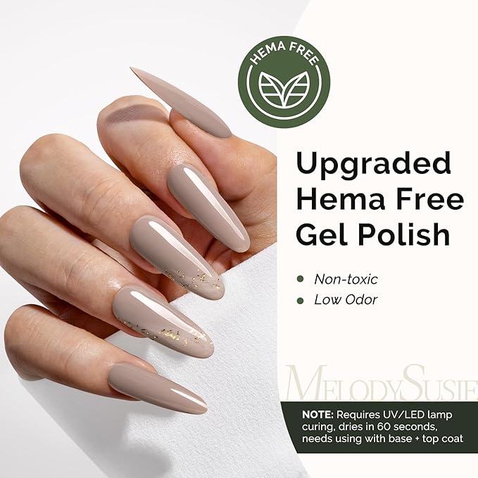 MelodySusie Hema Free Gel Nail Polish, 0.5 Fl Oz Thick Gray Nude Gel Polish, Non-Toxic, Long Lasting, Soak Off UV Nail Polish, Manicure Nail Design Salon DIY Nail Art at Home K0474