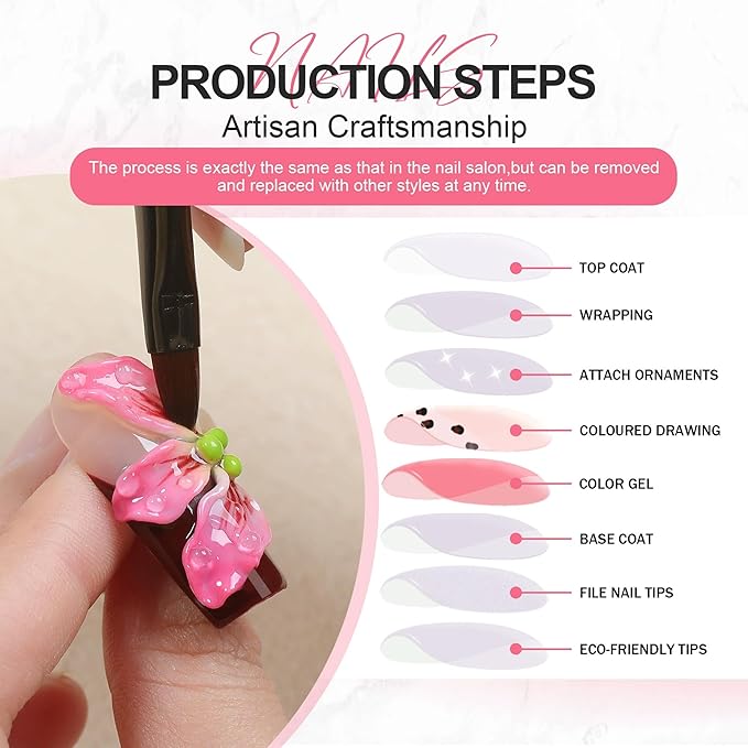 Purple Gradient Press on Nails Long - Handmade Press On Nails Almond Fake Nails with 3D Cat's Eye Designs False Nails Luxury Full Cover French Acrylic Stick on Nail for Women 10Pcs (Size M)