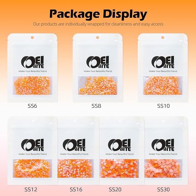 Neon Orange Flatback Rhinestones, Glass Rhinestones for Nail Art and Craft, Glue Fix, Loose Crystal Gemstones(Neon Orange, SS30, 288pcs, 6.4-6.6mm)