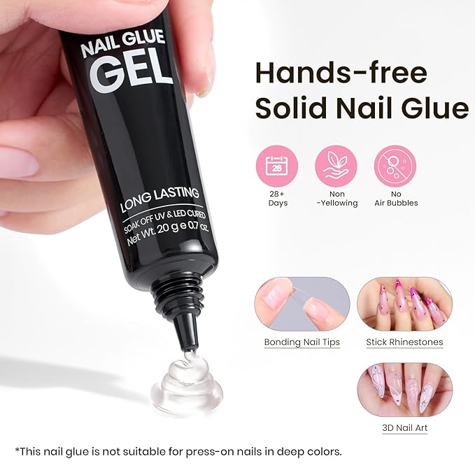 Beetles Tipex Nail Tips Kit Medium Stiletto, 224Pcs 16 Sizes,Pre-building Pre-Etched Strong Thicker Acrylic Tips with Mini U V Lamp Tipex Nail Glue