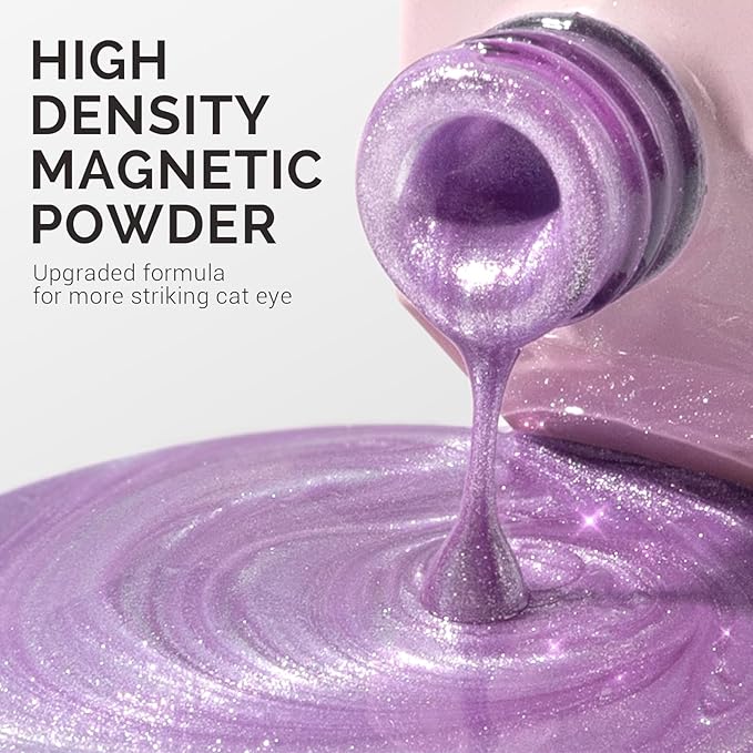 MelodySusie Jeweliver Cat Eye Gel Nail Polish, 0.5 Fl Oz Purple Glitter Holographic Magnetic Nail Polish with Magnet, UV Nail Polish for Nail Art Manicure Salon DIY at Home C16