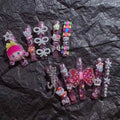Easy to Apply Press on Nails Handmade with Jewelry Nail Art Unique Design Pink Girly Cute Princess Cartoon Size M