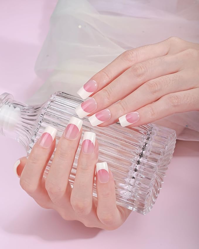 French-Inspired 20pcs Semi Cured Gel Nail Strips - Salon-Grade DIY Wraps with Glaze Texture, Easy Application, UV Light Required for Classic Nails