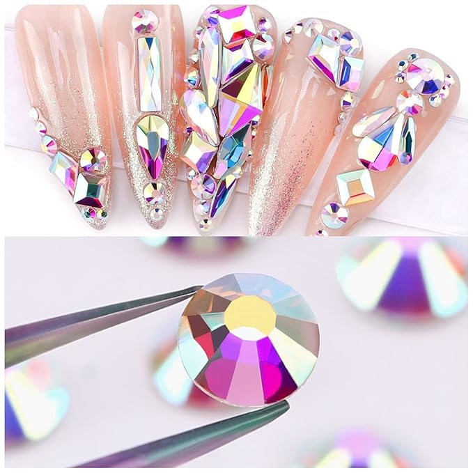 Novani Crystal Rhinestones, Flatback Loose Gemstones 288pcs Glass Rhinestones for Clothes Shoes Crafts Makeup Nail Art and DIY Decorations(SS30, Crystal AB)
