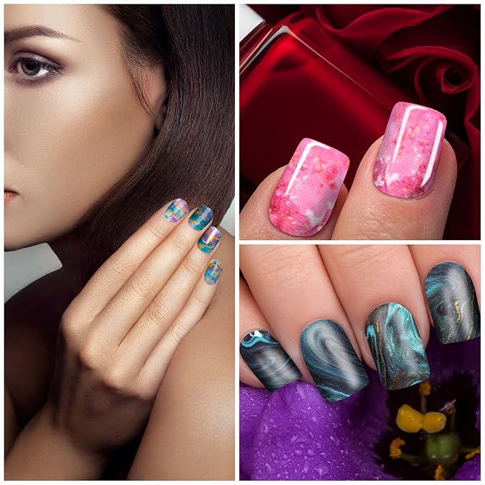 24 Sheets 336 Pcs Marble Nail Stickers Full Wraps for Women Girls Color Strips Marbling Design Nail Gel Strips Polish Stickers Set Self Adhesive Stickers Decals