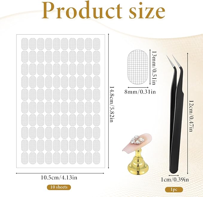 1000 Pcs Double Sided Nail Tape False Tip Nail Stand Sticky Tabs with Tweezer Press on Pre-Cut Adhesive Strips for Nails Display Stand Practice Holder, Color Chart Book