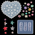 2 Pcs Flower Silicone Nail Art Molds for Women Resin Nail Design