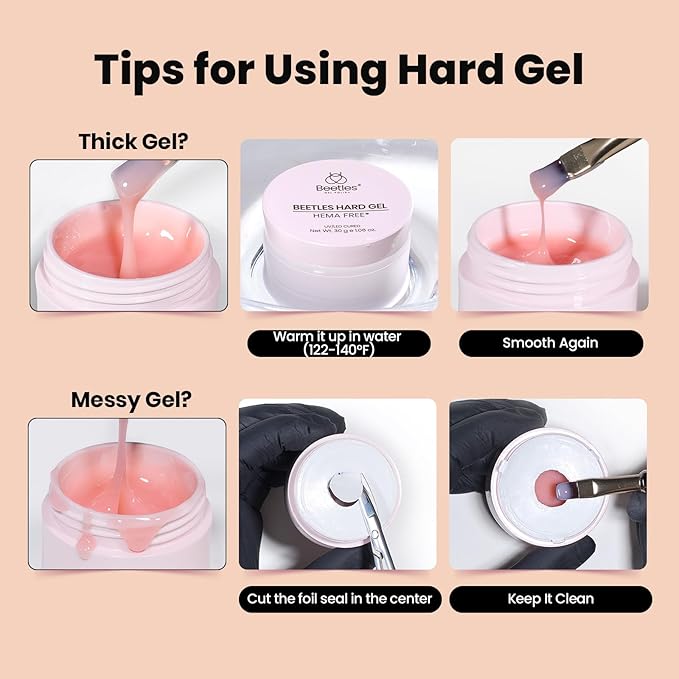 Beetles HEMA-Free Hard Gel for Nails,0.5 oz 9 in 1 Pink Glitter Mini Size Hard Gel for Nail Extension & Strengthening Broken Repair UV LED Lamp Cured Salon for Professional Nail Techs Women
