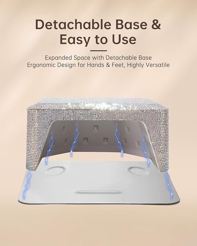 UV Nail Lamp, Rechargeable LED Nail Lamp Sparkly Gel Polish Light 4 Timer Setting Professional Quick Dry Curing Lamp with Display Auto Sensor for Salon & Home, AB Diamond