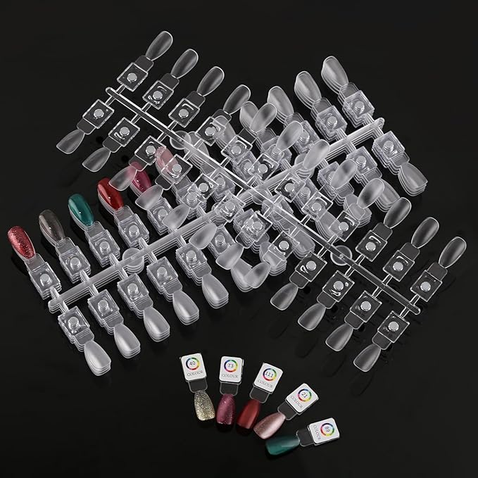 120 Pcs Magnetic Nail Color Display Tips Clear Acrylic for Nails Color Display Book Nail Art Design Pattern Practice and Professional Nail Display (All Magnetic Nail Swatch Books)