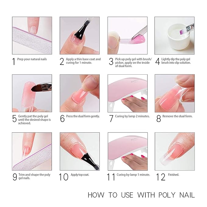 15ml Chameleon Poly UV Gel Temperature Color-Changing Black Nail Builder Gel Nail Enhancement Trial Kit LED Lamp Slip Solution Glitter Poly Builder Gel Nail 8PCS/Kit (Nude Pink)