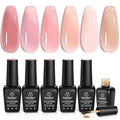 Beetles Jelly Gel Nail Polish Set, 6 Colors Jelly Gel Polish Kit Nude Pink Neutral Nail Art Design Sheer Translucent Gel Nail Kits Soak Off Uv Nail Lamp Cured Nail Manicure Gift for Women