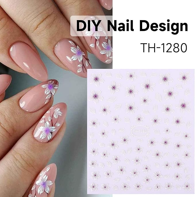 Flower Nail Stickers Decals Spring Summer Floral Nail Art Sticker Design Self-Adhesive Nail Decorations