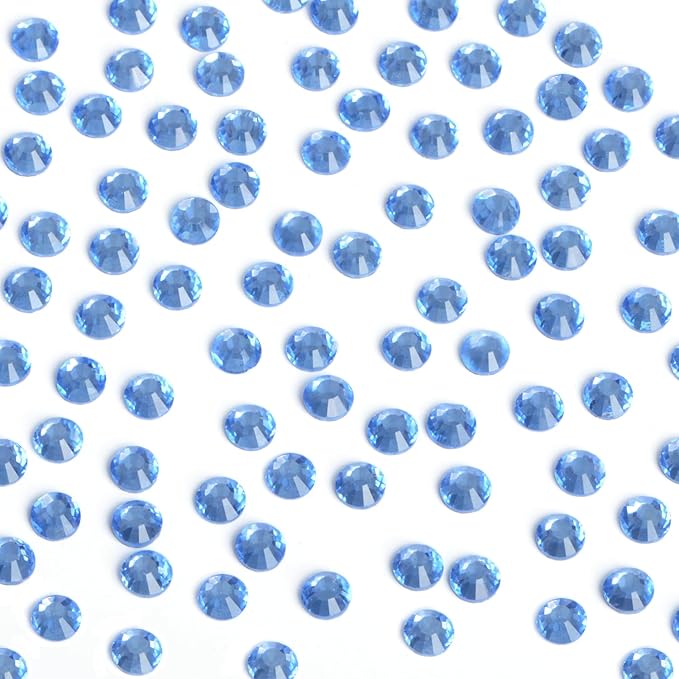 Bymitel Hotfix Crystal Rhinestones Round Gems Iron on DIY Jewelry Making Flat Back for Crafts,Lt. Sapphire, 6.3mm(SS30/288pcs)