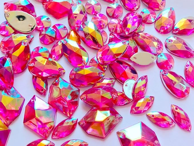 300pcs Mixed Shape Size deep Blue Crystal sew on Rhinestones Acryl Loose Beads Hand Sewing Strass