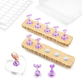 Nail Stand for Press On Art Display Practice 2 Sets, 1 Heart Acrylic Magnetic Nail Stands, Fake Nail Holder Tips, 200 PCS Double-Sided Tape, DIY Kit Home Supplies (Wood And Purple, Medium)