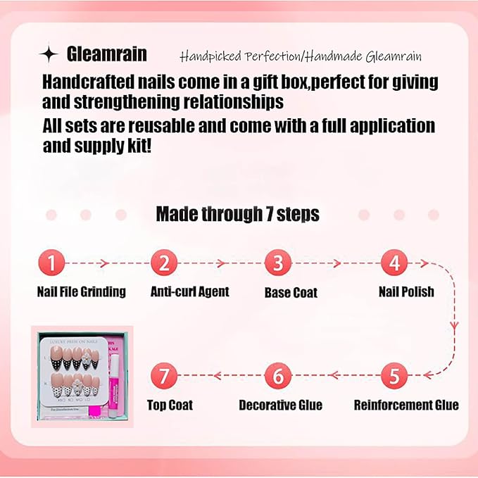 Xxl Press on Nails Square Magenta Handmade Nail for women 10pcs M Size Pattern 1111