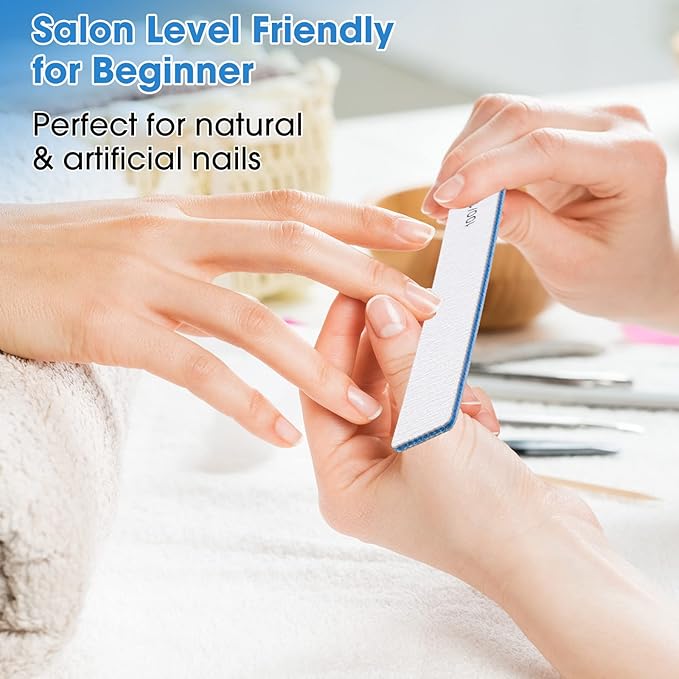 200 Pcs 100/180 Grit Nail Files, Reusable Nail File Double Sided Emery Boards for Acrylic and Gel Nails, Professional Fingernail File Manicure Tools for Filer Salon Pedicure Beauty(Rectangle)
