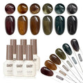 GAOY Dark Gel Nail Polish of 6 Milky Jelly Colors Brown Green Black Gel Polish Kit for Salon Manicure and Blooming Nail Art DIY at Home