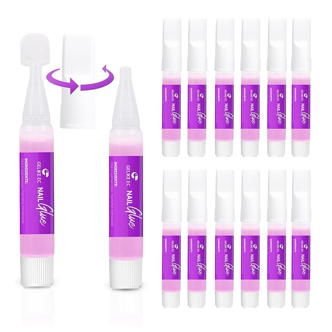 Nail Glue Tips Strong Adhesive: 12 pcs Gelike EC Super Strong for Acrylic Nails - Long Lasting Nail Glue for Press Ons - for Art Slaon Home 2g/pcs