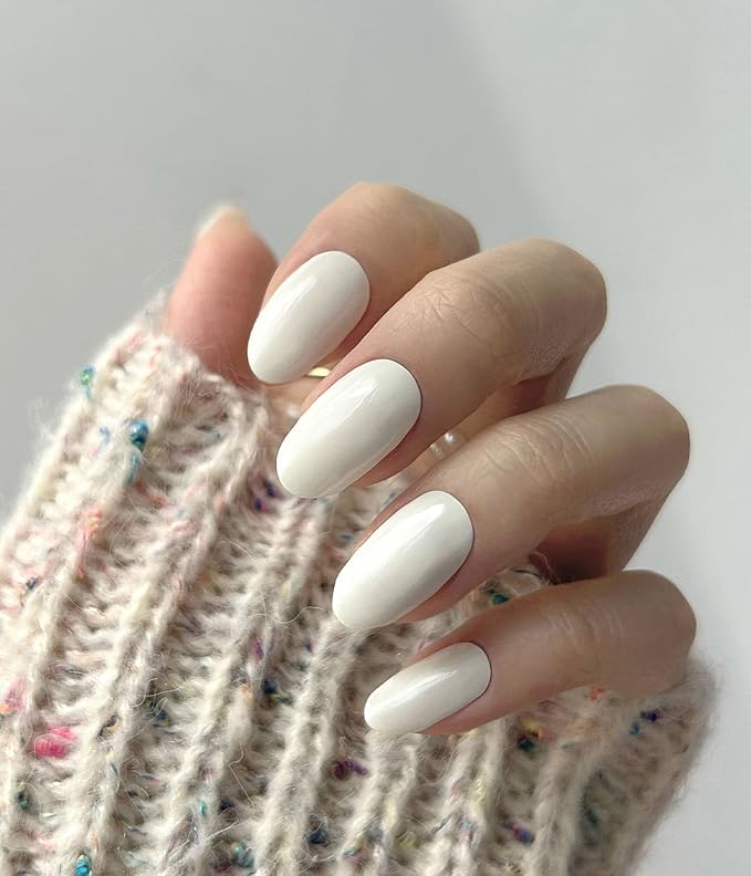 Nail Polish Strips (No UV Lamp Needed) - 22 Pcs Salon Quality Gel Nail Stickers - Long Lasting Wraps (Moonlight White)