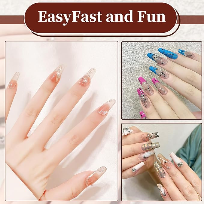 FEBSNOW 600 Pcs Long Coffin Fake Gel Nail Tips Full Cover Clear Acrylic False Ballerina Press On Nails for Nail Extension Home DIY Nail Salon,12 Size