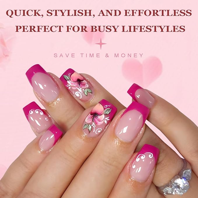 AddFavor Square Press on Nails Medium, 576pcs Square Fake Nails Full Cover Glossy Medium Nails Press on Acrylic False Nail Tips 24 Colors for Women