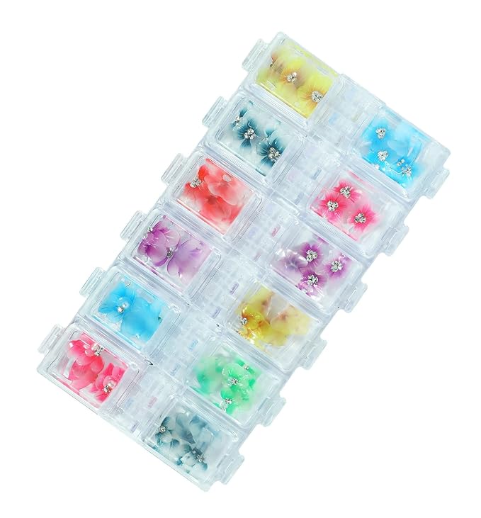 48 Pcs/box Nail Art Flowers Decorations Nail Charms 3d Butterfly 5d Embossed Flower Decor for Nail Gradient Ripple Butterfly Petal Nail Rhinestone Diamond Diy Nail Jewelry Charms Accessories Supplies