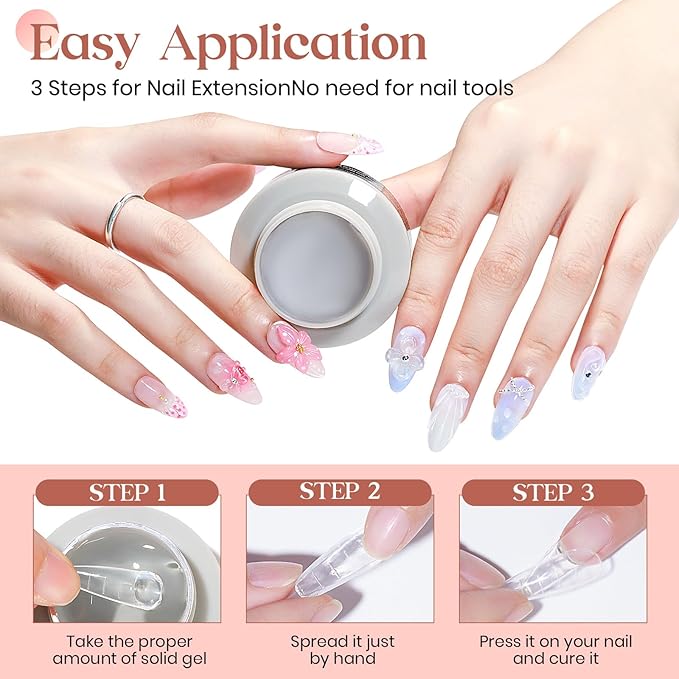 MIZHSE 30g 3D Gel Nail Art 5 in 1 Non-Sticky Hand Solid Builder Gel for Nails Sculpting Hard Gels with Dual Form for 3D Carving Patterns Flowers Nail Art Design Home DIY Manicure for Women