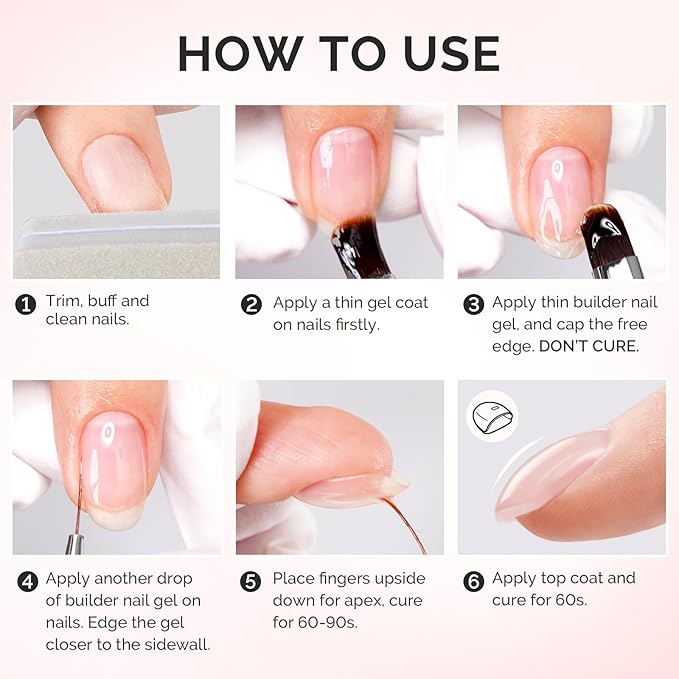 MelodySusie 2PCS 15ML Clear Milky White Builder Nail Base Gel for Nails Thickening,Soak Off UV Extension Gel,Rhinestone Nail Glue in a Bottle for Nail Art Design Gift for Women