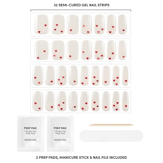 Dashing Diva Glaze Nail Strip Set - It's Fate - Long Lasting, Chip Resistant, Semi-Cured Gel Nails - 4-Piece Manicure Kit with 32 Strips