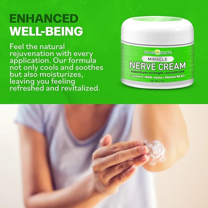 Miracle Nerve Cream - XL 4oz JAR - Maximum Strength - Turmeric and Arnica Blend for Neuropathy Discomfort Relief - Soothing Foot & Hand Formula with MSM, B6, E - Made in USA