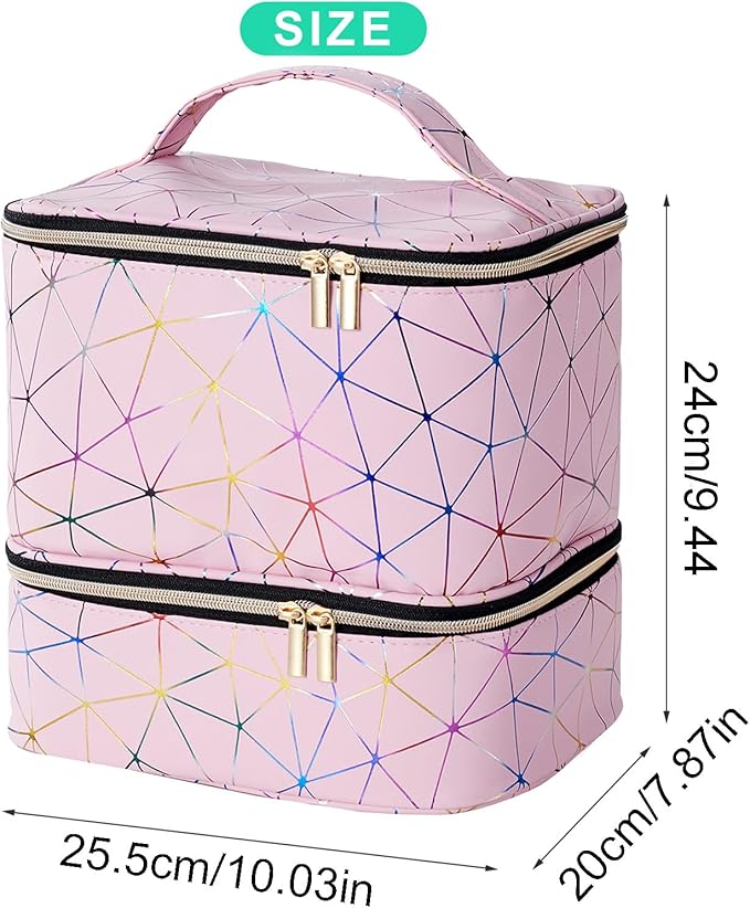 Nail Polish Organizer Bag Holds 30 Bottles Nail Supplies Storage Organizers Box NailPolish Carrying Case Organizer Nails Kit Bag Organizers Case For Nails Polish And Manicure Set,Sponge Partitions